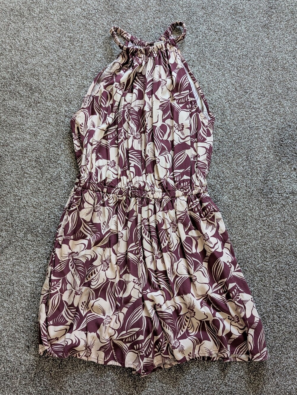 GAP Factory Purple Tropical Floral Print Halter Romper - Size Small